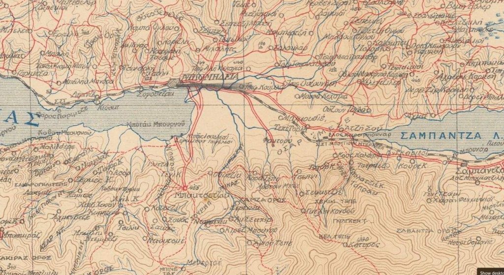 Το Καράτεπε σε χάρτη του 1921